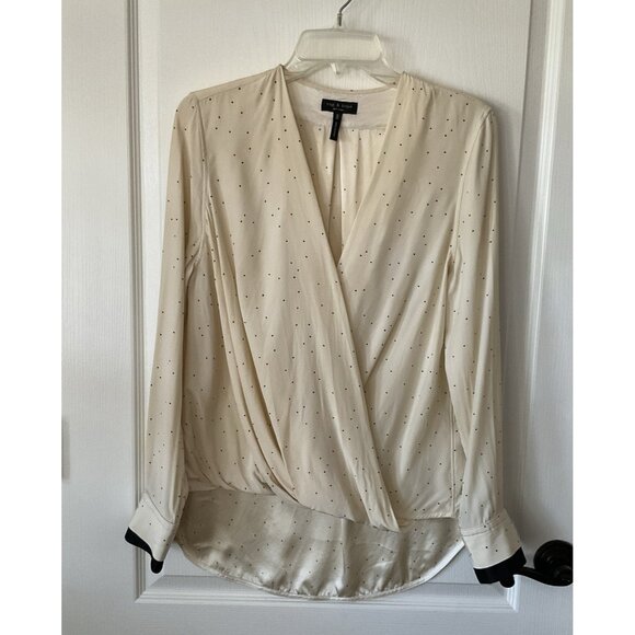 Rag & Bone Off White Silk Neutral Long Sleeve Classic Quiet Luxury Blouse Top M - Picture 1 of 10